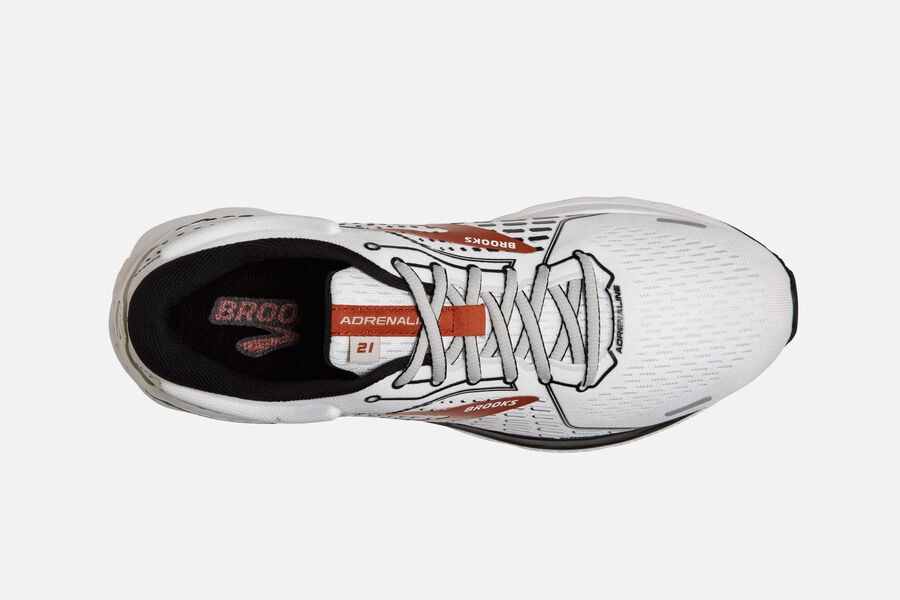 Brooks Adrenaline Gts 21 Road Löparskor Herr - Vita/Svarta/Orange - 8051-JSBZM